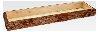 Produktbild von Rechteckiges Holztablett mit Rinde groß - 48 x 17 cm - Natur Kerzentablett mit Rand