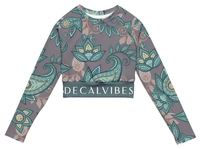 Produktbild von DECALVIBES Crop Top mit langen Ärmeln Ultimate Vintage Leaves - S
