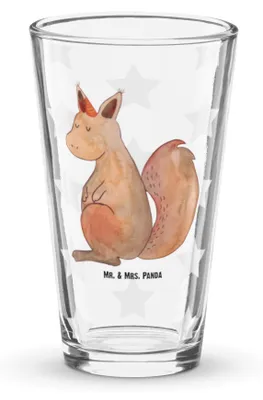 Produktbild von Mr. & Mrs. Panda Bierglas Einhorn Glauben - Transparent - Geschenk, Wasserglas, Longdrinkglas, Glas, Tumbler, Eichhorn, Trinkglas, Einhörner, Glasbecher, Einhörnchen