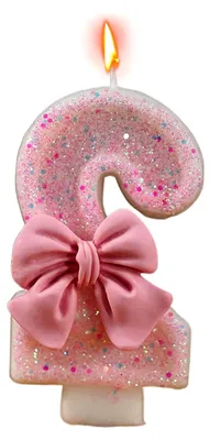 Produktbild von Rosa Geburtstagskerze mit Glitzerzahl und Schleife – Dekorative Kuchenkerze für Mädchen