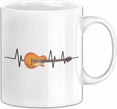 Produktbild von Gitarrenspieler Geschenk Tasse Gitarre Herzschlag Kaffee-Becher (Weiß)