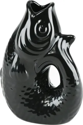 Produktbild von Gift Company Vase Monsieur Carafon XS, Dekovase in Fisch-Form, Steingut, Schwarz, 13 cm, 1087402002