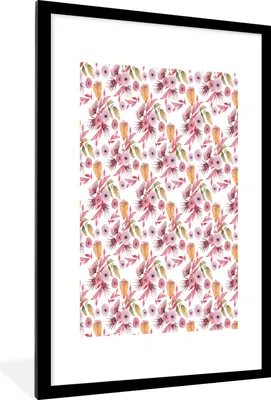 Produktbild von MuchoWow® MuchoWow® Gerahmtes Poster Blumen - Farben - Rosa 60x90 cm - Poster mit zchwarzem Bilderrahmen - Dekoration - Wandposter Wohnzimmer - Hochwertig