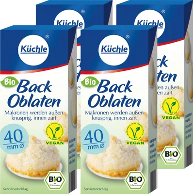 Produktbild von Küchle runde Back Oblaten Ø40mm 23g - Makronen bleiben innen zart (4er Pack)