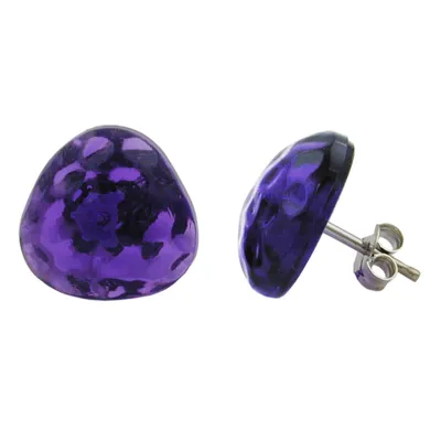 Produktbild von Ohrstecker Ohrring 14mm Dreieck lila-transparent gehämmert Kunststoff lila 14mm