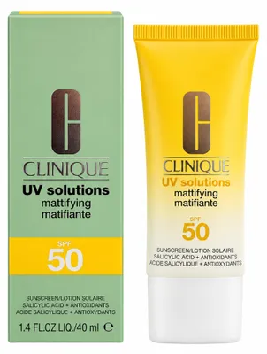 Produktbild von Clinique UV Solutions Mattifying Sunscreen SPF 50, Sonnenschutzcreme, Gesicht, Tube, Mattierend, Schutz, Empflindliche Haut, 40 ml