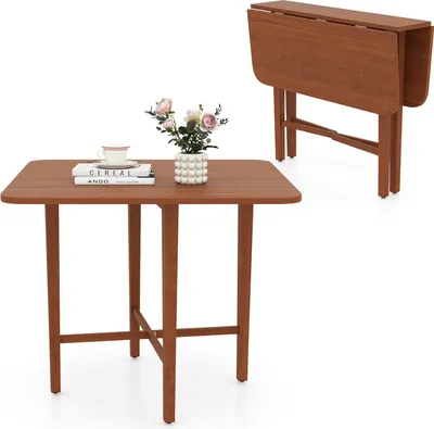 Produktbild von COSTWAY 90x90cm Esstisch klappbar, Esszimmertisch für 2-4 Personen, Klapptisch Holz, Küchentisch quadratisch, Schreibtisch Konsolentisch, Nussbaum