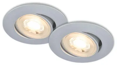 Image de BRILONER Lot de 2 spots LED encastrables orientables chromé mat Ø8cm plats avec LED 4,8W 420lm IP23 3000K lumière blanc chaud design moderne pour salon cuisine couloir