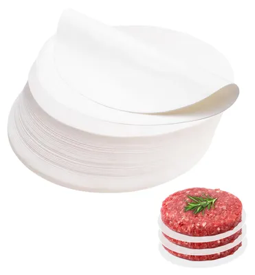 Produktbild von Burgerpapier - Antihaftbeschichtetes Trennpapier - Für Burgerpresse und Heißluftfritteuse - Rund Ø 15 cm - 500 Stück