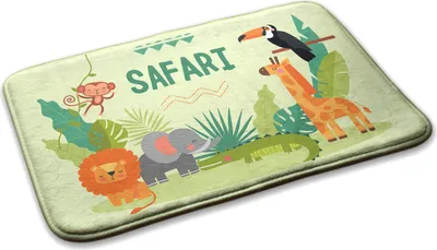 Produktbild von Kinderteppich Schlafzimmer Modern - 75 cm x 45 cm - Tiere Auf Safari