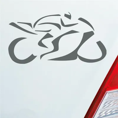 Produktbild von Auto Aufkleber Motorrad Mopped Biker Racing 12x6 cm Grau Sticker Heckscheibenaufkleber