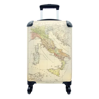 Obrázok produktu pre Kufrík Ručná batožina na kolieskach Malý cestovný kufor so 4 kolieskami Mapa - Taliansko - Vintage - Veľkosť kabíny < 55x40x23 cm & 55x40x20 cm - Foto