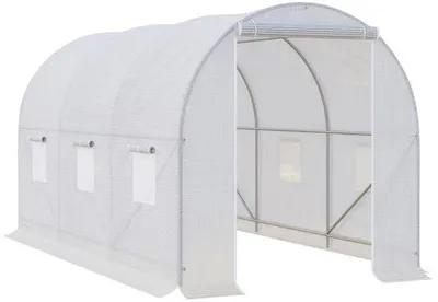 Obrázok produktu pre Zvýšený záhradný záhon s dĺžkou 7 metrov a 6 mriežkami, pevný rám 3,5 x 2 x 2 m, biely