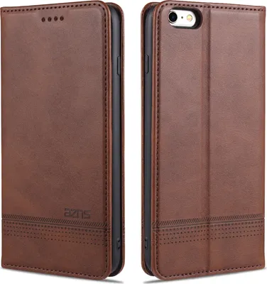 Produktbild von LaimTop LederHülle für iPhone 6s, Klapphüllen Brieftasche Magnetverschluss Ständer Schutzhülle für iPhone 6 / 6s Kaffee