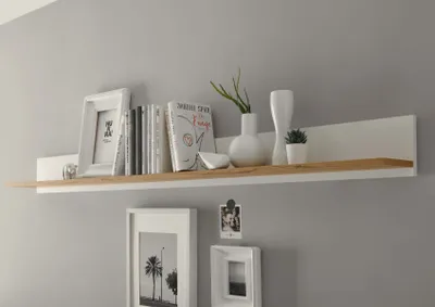 Produktbild von Wandboard 170x20 cm Eiche Weiss mit Ablageboden BOSTON