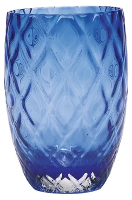 Immagine prodotto di Set 6 Bicchieri Tumbler Losanghe in Vetro Soffiato a Bocca Colore Blu Motivo a Rombi Eleganti e Resistenti per Uso Quotidiano LSA-BLU-6PZ