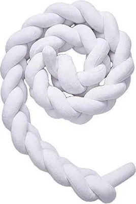 Produktbild von Kinderbett Schlange Stoßstange gewebt Rand Schutz Kopf Trim für Krippen (Weiß, 100cm)
