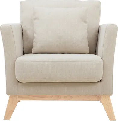 Produktbild von Miliboo - Skandinavischer Sessel mit abnehmbarem Bezug in Velourseffekt in Beige OSLO