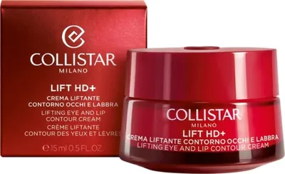 A product shot of a jar of Collistar Lift HD+ Lifting Eye and Lip Contour Cream next to its packaging.