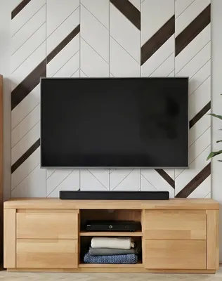 Produktbild von TV Lowboard 140 cm Kernbuche Massivholz-Front Fernsehtisch Kabeldurchlass geölt