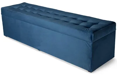 Obrázok produktu pre MG Design, modrý taburet s úložným priestorom, 45x160 cm - úložný priestor 190 litrov, nosnosť do 300 kg, pripravený na okamžité použitie, ľahko udržiavateľný, vhodný do obývačky a predsiene