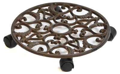 Produktbild von B&S Pflanzenroller Blumenroller Antik Shabby Ø 31 cm Rund massiv Gusseisen