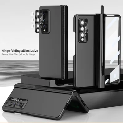 Immagine prodotto di Custodia per Samsung Galaxy Z Fold 3 5G, protezione magnetica della cerniera e supporto per penna, cover PC con lente e protezione dello schermo Nero