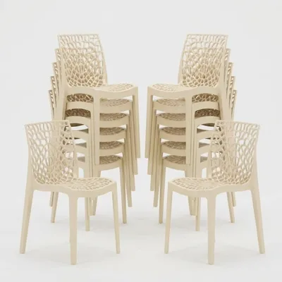 Produktbild von 22er Set Gruvyer Grand Soleil Stapelbare Stühle für Bars und Restaurants - Beige