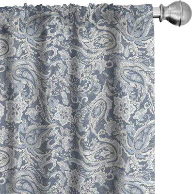 Produktbild von ABAKUHAUS Paisley Vorhänge, Gardinen, Vintage Monochrome Folkloric Blumenkunst, 2 Stück 75 x 175 cm, Blau Grau Purpleblue