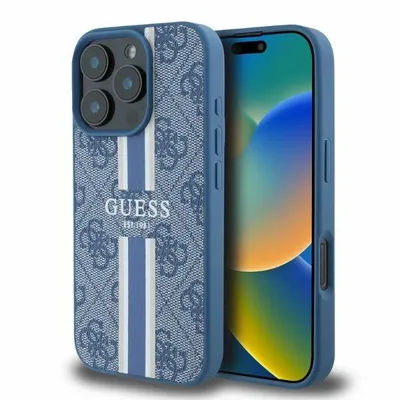 Produktbild von Guess 4G Gedruckte Streifen MagSafe - iPhone 16 Pro Max Tasche (blau)