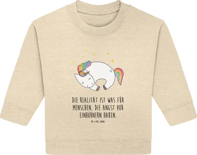 Produktbild von Mr. & Mrs. Panda Organic Baby Pullover Einhorn Nacht 12. - 18. Monat - Natural Raw - Geschenk, Unicorn, Bullover, Einhörner, Freundin, Träume, Menschen