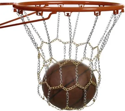 Produktbild von Basketballnetz verzinkt aus Metall in Gold - Ersatznetz für Basketballkorb, für Indoor und Outdoor
