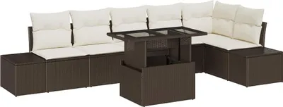 Produktbild von vidaXL Gartensofa-set 7 stk. Braun Poly-Rattan
