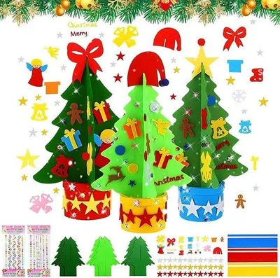 Produktbild von Bastelset Weihnachtsbaum aus Filz - 3 Sets Weihnachtsdekoration