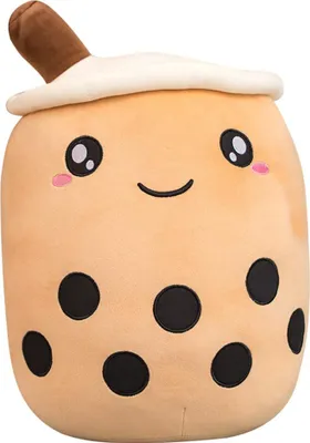 Produktbild von Bubble Tea Plüschtier Boba Kuscheltier Plüschpuppen Bubble Tea Umarmungs Kissen, Cartoon Plüsch Puppen-Braun-35cm