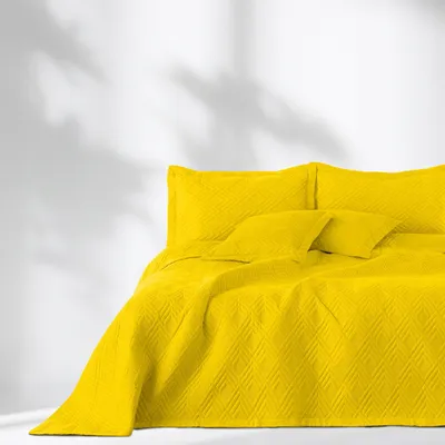 Produktbild von AmeliaHome Senfgelbe Tagesdecke 170x210cm mit Muster