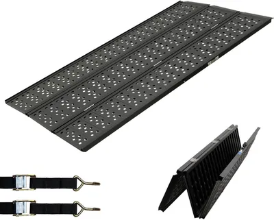 Produktbild von DREIBREIT by TRUTZHOLM 3-fach Auffahrrampe klappbar 215cm Traglast 1020kg Alu schwarz gelocht Verladerampe Rampe