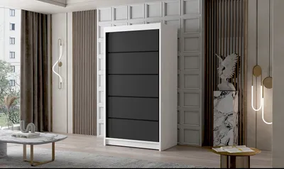 Produktbild von Zweitüriger Kleiderschrank NICA – Breite 100 cm, weiß/schwarz
