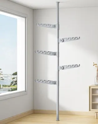 Obrázek produktu pro Teleskopický věšák na oblečení, 5 polic, do bytu, na balkon, do kanceláře, 110–310 cm