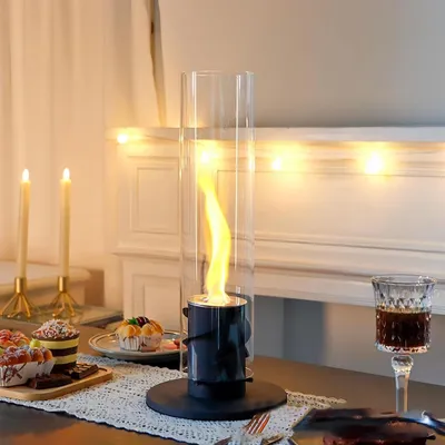 Produktbild von Tischkamin 40 cm mit Tornado-Design – Bioethanol Tischfeuer, rauchfrei & geruchslos, sofort einsatzbereit für Indoor & Outdoor