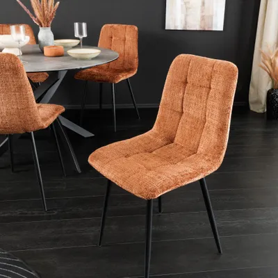 Produktbild von riess-ambiente Moderner Design Stuhl TRES CHIC rost braun Chenille schwarze Metallbeine Esszimmer Esszimmerstuhl Essstuhl