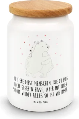 Produktbild von Mr. & Mrs. Panda behälter Eisbär Umarmen - Weiß - Geschenk, Vorratsbehälter, Lustige Sprüche, Kaffeedose, Teedose, Dose, Keksdose