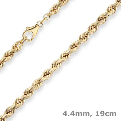4-4mm-Armband-Kordelkette-hohl-aus-585-Gelbgold-19cm