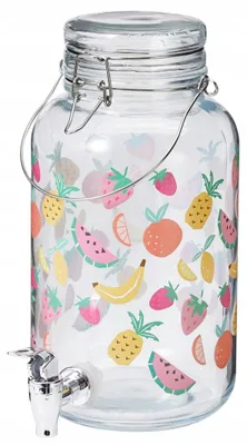 Immagine prodotto di Distributore di bevande in vetro con rubinetto da 3,8 L, con coperchio e manico – limonata, succo di frutta, tè freddo