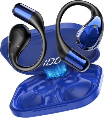 Open Ear Kopfhörer mit HD Mic,Bluetooth HiFi Stereo mit Ohrhaken,40H Spielzeit, Bluetooth Kopfhörer mit LED-Anzeige, IP7Wasserdicht Ohrhörer für Sport