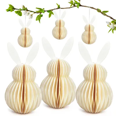 Immagine prodotto di Decorazione pasquale Uova di Pasqua da appendere bianche Set di 6 appendini per decorazioni