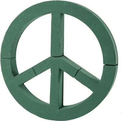 Produktbild von OASIS® Nass-Steckmasse Peace-Zeichen NUMO, Bioline Holzunterlage, Aufhängevorrichtung, grün, 6cm, Ø50cm - Nasssteckschwamm