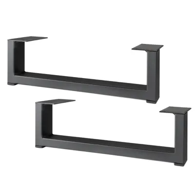 Produktbild von Metalltischbein 35 cm schwarz – pulverbeschichtetes Stahl-Möbelbein für Tische, Schreibtische, Kommoden und Sideboards [2er Set]