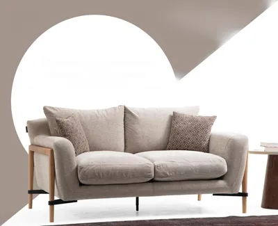 Zdjęcie produktu dla Dwuosobowa sofa do salonu 2 osobowa sofa z tkaniny nowoczesny design szary