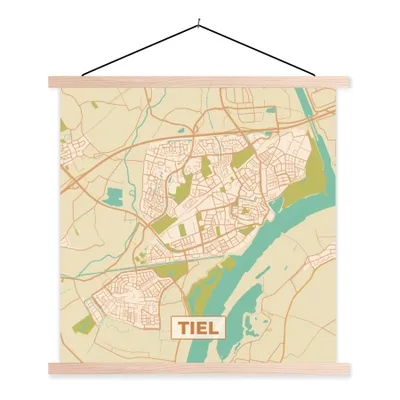 Obrázek produktu pro MuchoWow® Textilní plakát - Mapa - Tiel - Vintage - 90x90cm - S hnědými lamelami